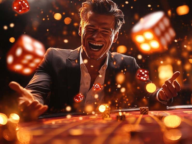 Live Sic Bo dealer rolling three dice on kingslot77 broadcast with HD multi-camera studio feed